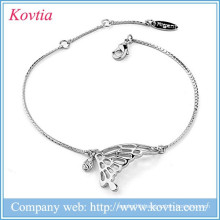 Love series jewelry butterfly hollow bracelets thin sliver chain bracelet ,single wing stretch bracelet